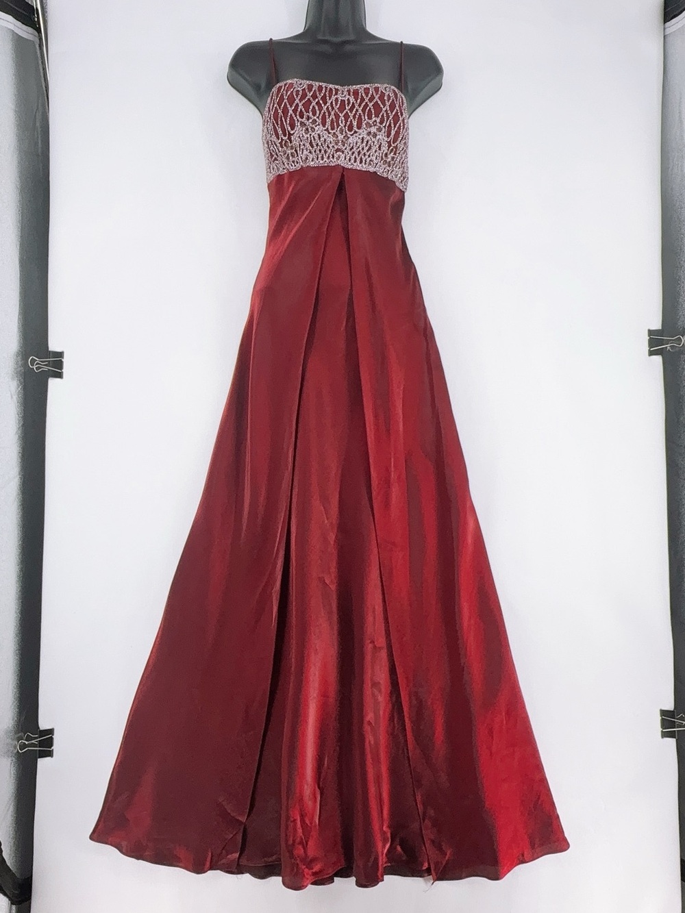 Vintage Eureka 90s Vampy Burgundy Satin Prom Dress L